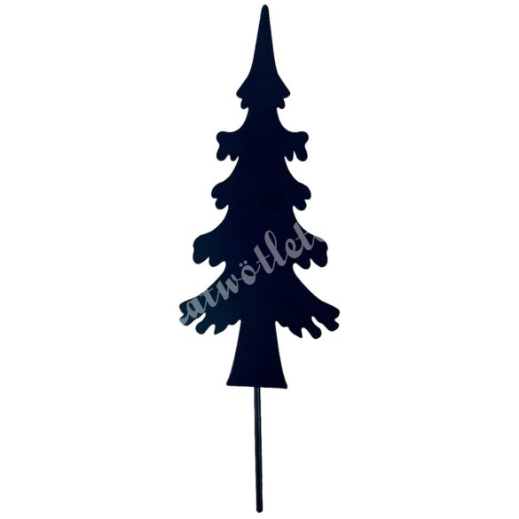 Betűzős fém fenyőfa, fekete, 8x18 cm