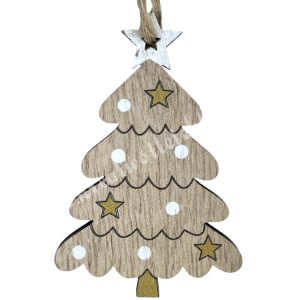 Akasztós fa fenyőfa, natúr, 4x6 cm