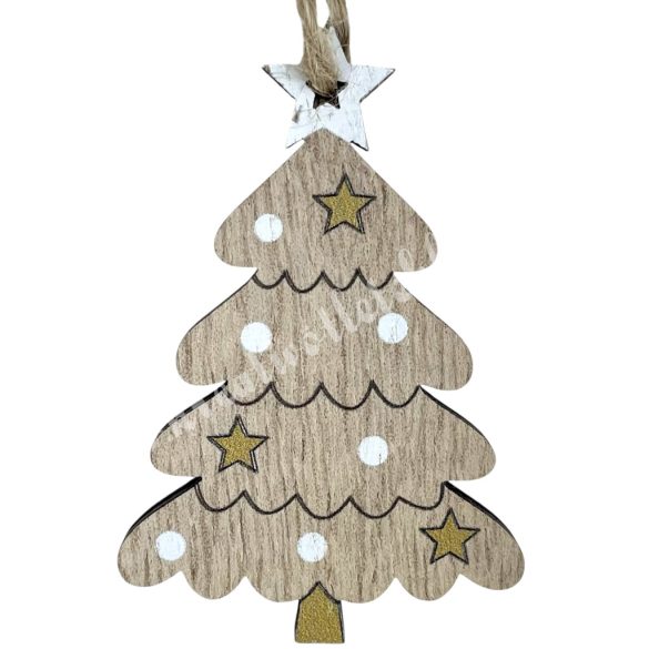 Akasztós fa fenyőfa, natúr, 4x6 cm