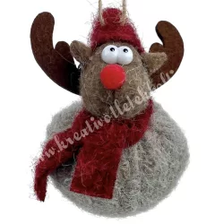 Akasztós textil szarvas, 7x8 cm