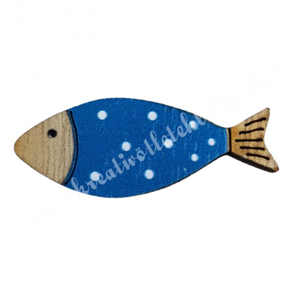 Ragasztható fa hal, kék, 4,5x1,7 cm