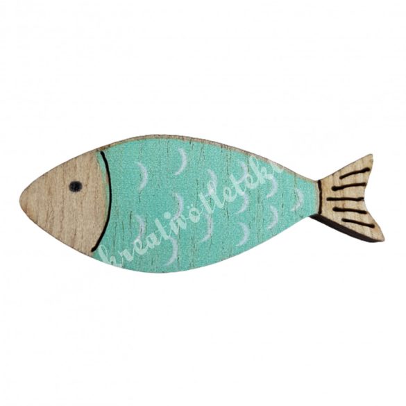 Ragasztható fa hal, türkizzöld, 4,5x1,7 cm