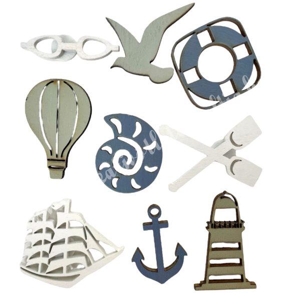 Ragasztható tengeri figurák, hőlégballonnal, 9 darab/csomag