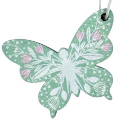 Akasztós fa pillangó, zöld, 6x4,5 cm