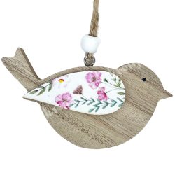 Akasztós fa madár virággal, 9x5 cm