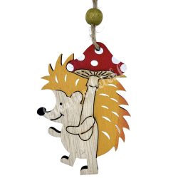 Akasztós fa süni gombával, sárga, 5,5x16 cm