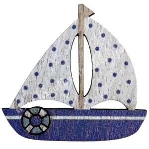 Ragasztható fa vitorlás, sötétkék, 4x3,8 cm