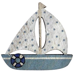 Ragasztható fa vitorlás, világoskék, 4x3,8 cm