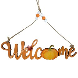 Akasztós fa welcome felirat, tökkel, 23x6,5 cm