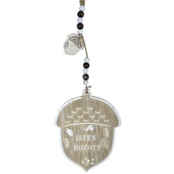 Akasztós fa makk, Isten hozott felirattal, 11x28 cm