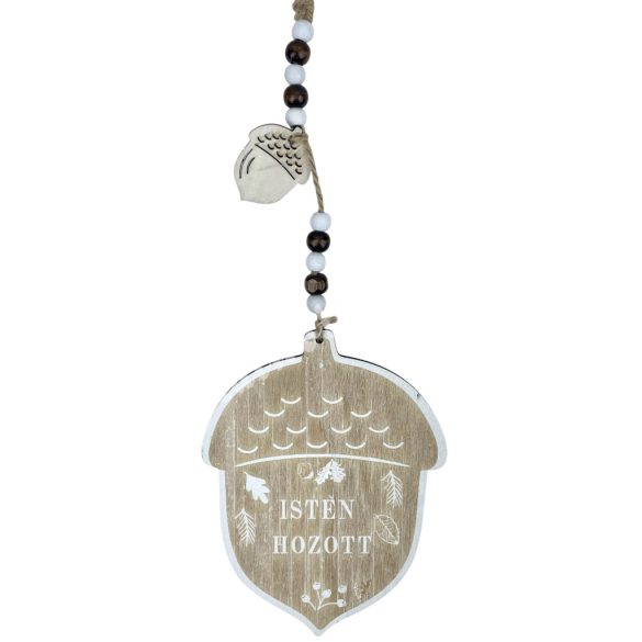 Akasztós fa makk, Isten hozott felirattal, 11x28 cm