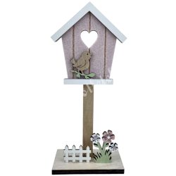 Fa madárház virággal, 9x20 cm