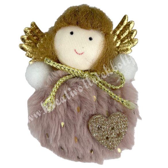 Akasztós textil angyal, mályva, 6x8,5 cm