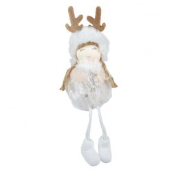 Lógó lábú kislány, hópehellyel, fehér, 6x15 cm