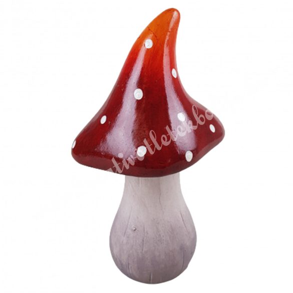 Kerámia gomba, hegyes kalapos, piros, 6,5x11,5 cm