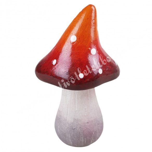 Kerámia gomba, hegyes kalapos, piros, 10x18,5 cm