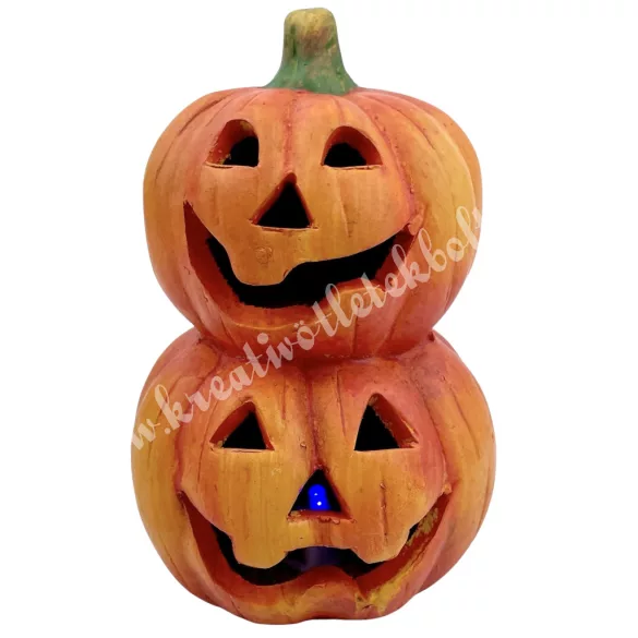 Kerámia halloween tök, LED-világítással, 9,5x15 cm