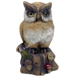 Kerámia bagoly fatörzsön, 6x10 cm