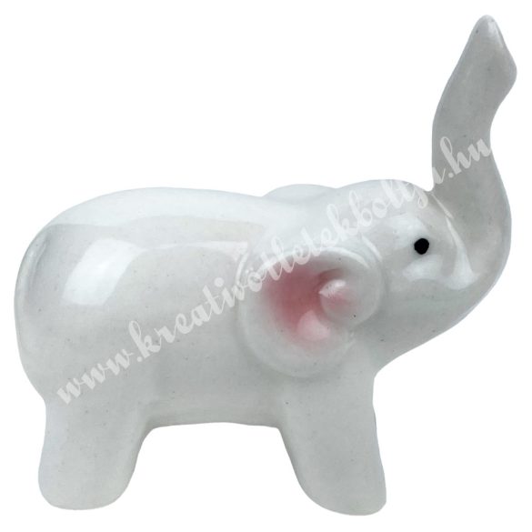 Porcelán elefánt, fehér, 6x6,5 cm