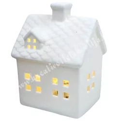 Porcelán házikó LED világítással, 7x9 cm