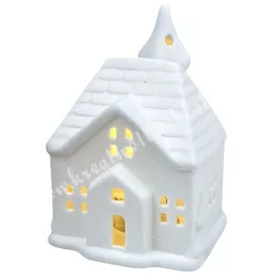 Porcelán házikó LED világítással, 7,5x10 cm