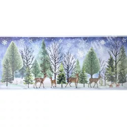 Ablakmatrica, téli táj, csillámos, 47x19 cm