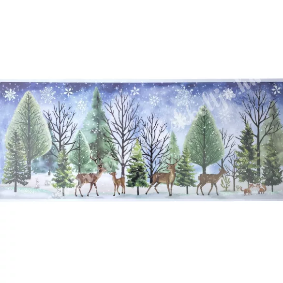 Ablakmatrica, téli táj, csillámos, 47x19 cm