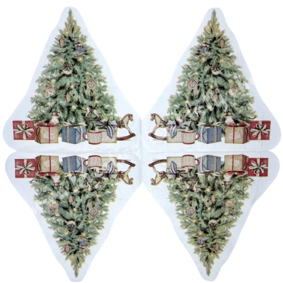 Szalvéta, karácsonyfa, 31,5x31,5 cm, 12 db/csomag