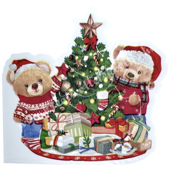 Szalvéta, karácsonyfa macikkal, 30,5x30,5 cm, 12 db/csomag