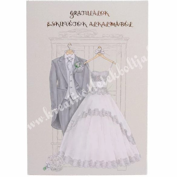 Pénzátadó képeslap borítékkal, esküvő, 13x19 cm