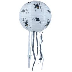 Lampion pókkal, fehér, 25 cm