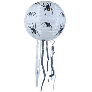 Lampion pókkal, fehér, 25 cm