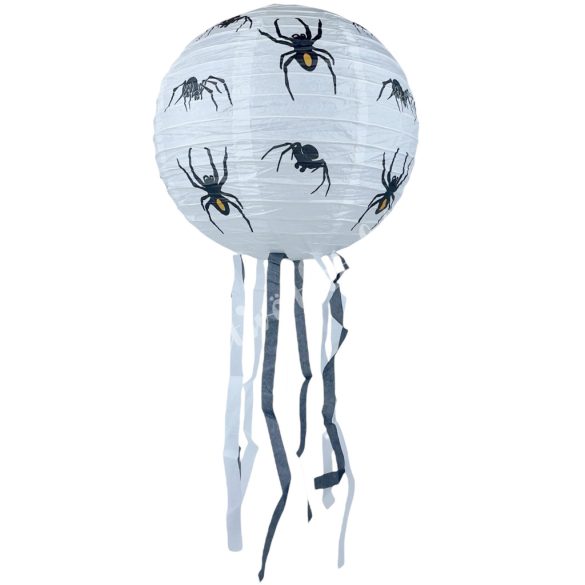 Lampion pókkal, fehér, 25 cm