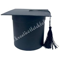 Papírdoboz, diplomasapka, fekete, 14,5x13 cm