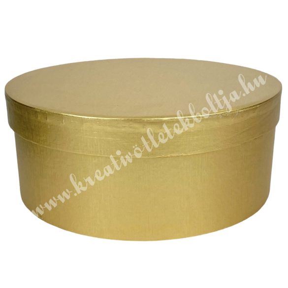 Kerek kalapdoboz, arany, közepes, 17 cm