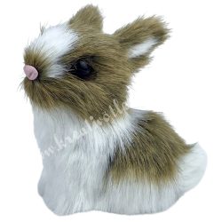 Textil nyuszi, ülő, barna, 7x7 cm