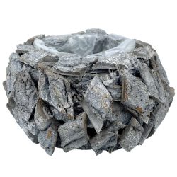 Bélelt kéreg kaspó, szürke, 25x13 cm