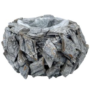 Bélelt kéreg kaspó, szürke, 25x13 cm