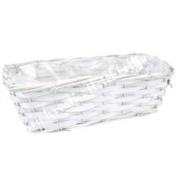 Vesszőkosár, fehér, 30,5x10,5 cm