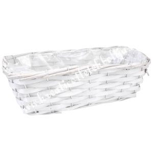 Vesszőkosár, fehér, 30,5x10,5 cm