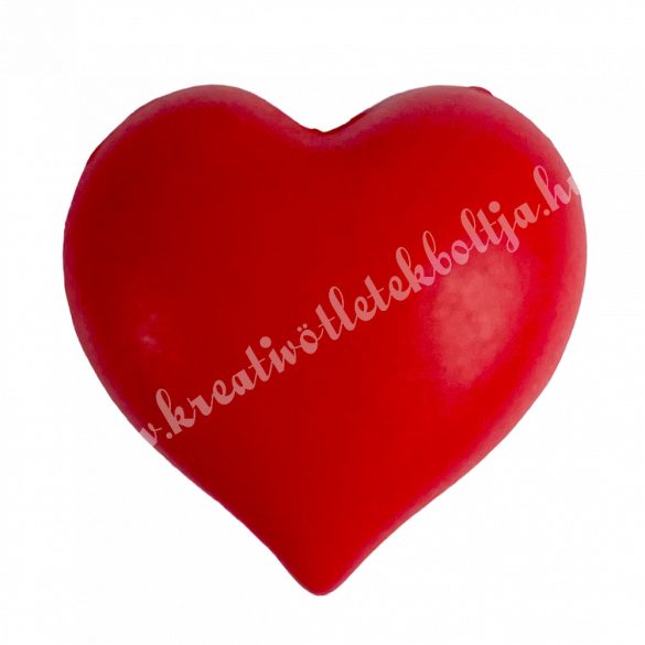 Ragasztható polyresin szív, piros, 2,2x2,1 cm