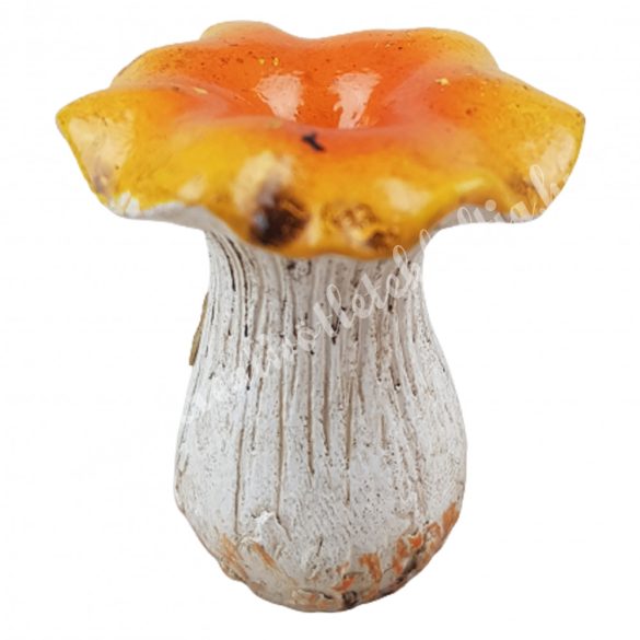Polyresin gomba, hullámos kalapú, narancssárga, 3,5x4 cm