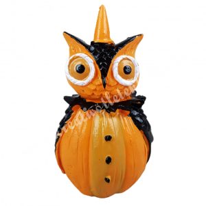 Polyresin halloween bagoly, narancs, 5x10  cm