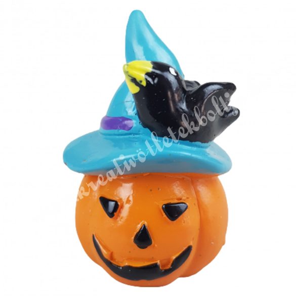 Halloween dísztök türkizkék kalapban, 3x4,5 cm