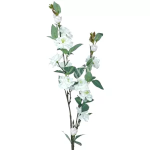 Selyem barackvirág ág, fehér, 91 cm