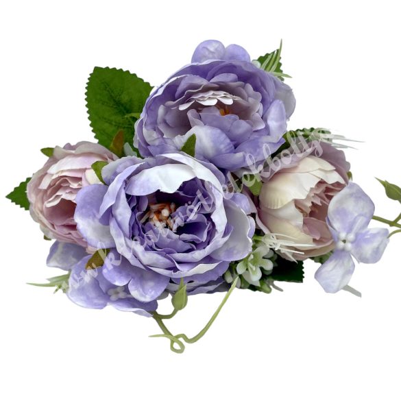 Rózsacsokor apró virágokkal, lila, 29 cm