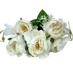 Rózsacsokor apró virágokkal, törtfehér, 29 cm
