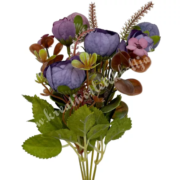 Peonia csokor, mályva-lila, 31 cm