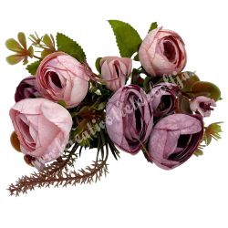 Peonia csokor, rózsaszín-mályva, 31 cm