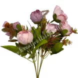 Peonia csokor, rózsaszín-mályva, 31 cm